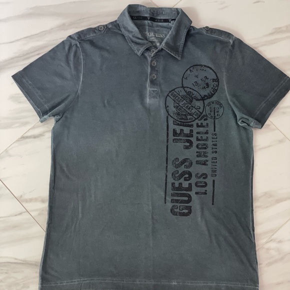 GUESS Men’s Polo Shirt  Short Sleeve 100% Cotton Size Medium - Picture 1 of 11